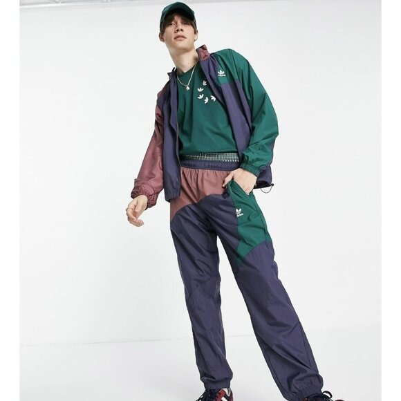adidas Originals adicolor Bold mixing woven track pants in navy Sz Large EUC - Picture 1 of 6